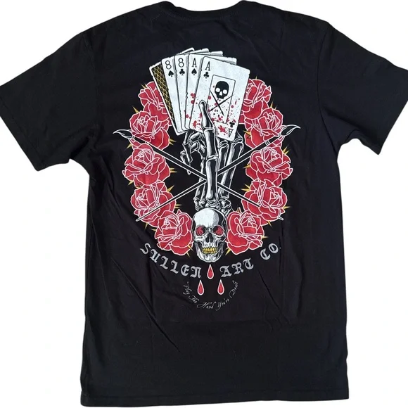 Men's Sullen Art Co Death Dealer Black Skulls Tattoo Biker Tee T-Shirt Med NWT - Picture 8 of 8